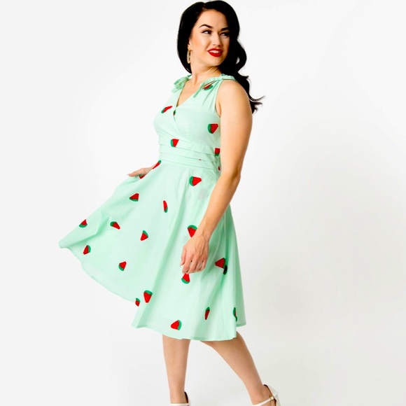 Voodoo Vixen Dresses & Skirts - NWOT Voodoo Vixen mint green watermelon cotton summer sundress pinup retro 🍉